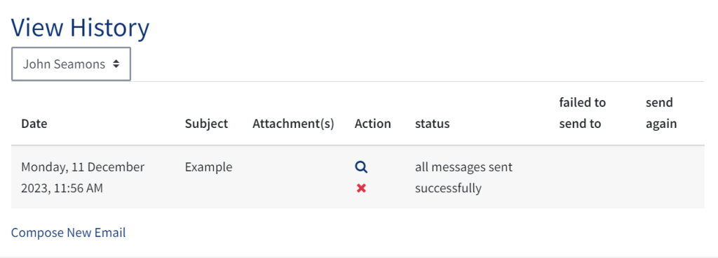 The view history option in the Quick Mail block.